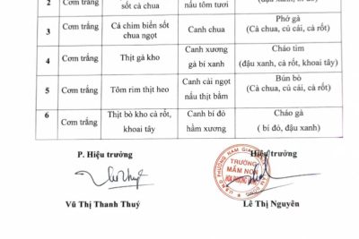 Thực đơn tháng 10